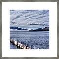 Lake View Clouds And Dock Framed Print
