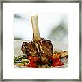 Lamb Shank With Favo Beans And Gravy Framed Print