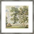 Landscape With Trees And Sheep Framed Print