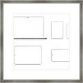Laptop, Tablet, Smartphone, Mobile Phone In Silver Color With Reflection, Realistic Vector Illustration Framed Print
