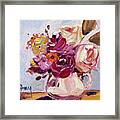 Late Roses In A Pitcher Framed Print