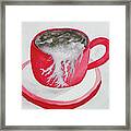 Latte In A Red Mug Framed Print