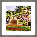 Lawrence Kansas Campus Fountain And Campanile Tower At Dawn Framed Print