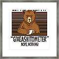 Let My Check My Giveashitometer Funny Bear Sayings Framed Print