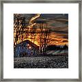 Let The Light Shine Through - Sunset Through Collapsing Wisconsin Barn Framed Print