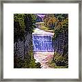 Letchworth State Park Upper And Middle Falls In Autumn Abstract Color Sketch Effect Framed Print