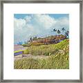 Lifeguard Stand In The Dunes Panorama Watercolors Painting Framed Print