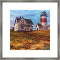 Lighthouse On The New England Coast Framed Print