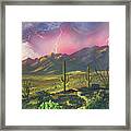 Lighting Strikes The Catalina Mountains, Tucson Framed Print