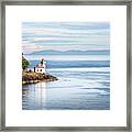 Lime Kiln Lighthouse And The Olympic Mountains Framed Print