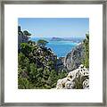 Limestone Cliffs And View Of The Mediterranean Sea Framed Print