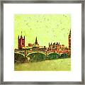 London Thames River View Watercolor Painting Framed Print