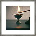 Long Match Lighting An Incense Cone. Framed Print