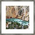 Looking 1000' Into The Grand Canyon Of The Yellowstone Framed Print