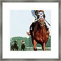Looking Back, 1 1/2 Mile Belmont Stakes Secretariat 06/09/73 Time 2 24 - Painting Framed Print