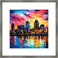 Louisville Skyline - Sunset Impressionist Framed Print