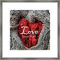 Love Lives Here Red Heart In A Tree Framed Print