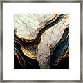 Luxury Marble Texture Background White, Blue And Gold. Natural S Framed Print