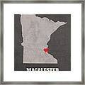 Macalester College Saint Paul Minnesota Founded Date Heart Map Framed Print
