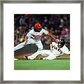 Maikel Franco And Buster Posey Framed Print