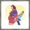 Man Carrying Fat Woman Framed Print