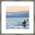 Man Kayaking At Sunrise On Skaneateles Lake, Skaneateles, New York State, Usa Framed Print