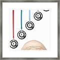 Man Looking Up At Hanging Stethoscopes Framed Print