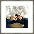 Man On Couch With A Pistol Framed Print