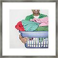Man With Laundry Basket Framed Print