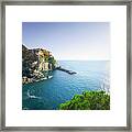Manarola On A Clear Day. Cinque Terre, Italy Framed Print