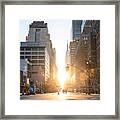 Manhattan Streets At Sunrise, New York City Framed Print