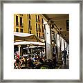 Mantua: Portici With People Who Park Between Shops And Bars Framed Print