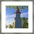 Marblehead Lighthouse Spring Leaves Framed Print