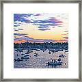 Marblehead Ma Sunset Over Marblehead Harbor And Abbot Hall Framed Print