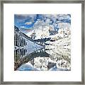 Snow Covered Maroon Bells In Aspen, Colorado. Framed Print