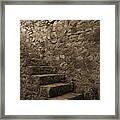 Medieval Wall Staircase. Sepia Digital Art Framed Print