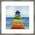 Meditative Chakra Rocks Beach Pebbles Watercolor I Framed Print