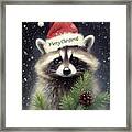 Merry Christmas Raccoon Framed Print