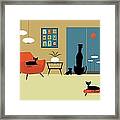 Mid Century Cats And Dogs Framed Print