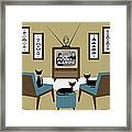 Mid Century Cats Watch Perry Mason Beige Framed Print