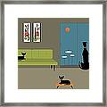 Mid Century Dog Spies Space Pods Framed Print