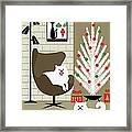 Mid Century Holiday Room With Two White Dogs Framed Print