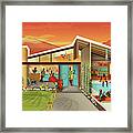 Mid Century Modern House Tiki Party Sunset Framed Print