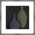 Mid Century Vases 2 Ink And Color Drawing Framed Print