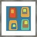 Midcentury Oblongs On Blue Framed Print