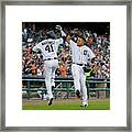 Miguel Cabrera And Victor Martinez Framed Print