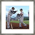 Mike Foltynewicz And Jace Peterson Framed Print