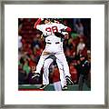 Mike Napoli And Grady Sizemore Framed Print