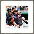 Mike Napoli, Lonnie Chisenhall, And Francisco Lindor Framed Print