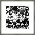 Miller Huggins, Lou Gehrig, And Babe Ruth Framed Print